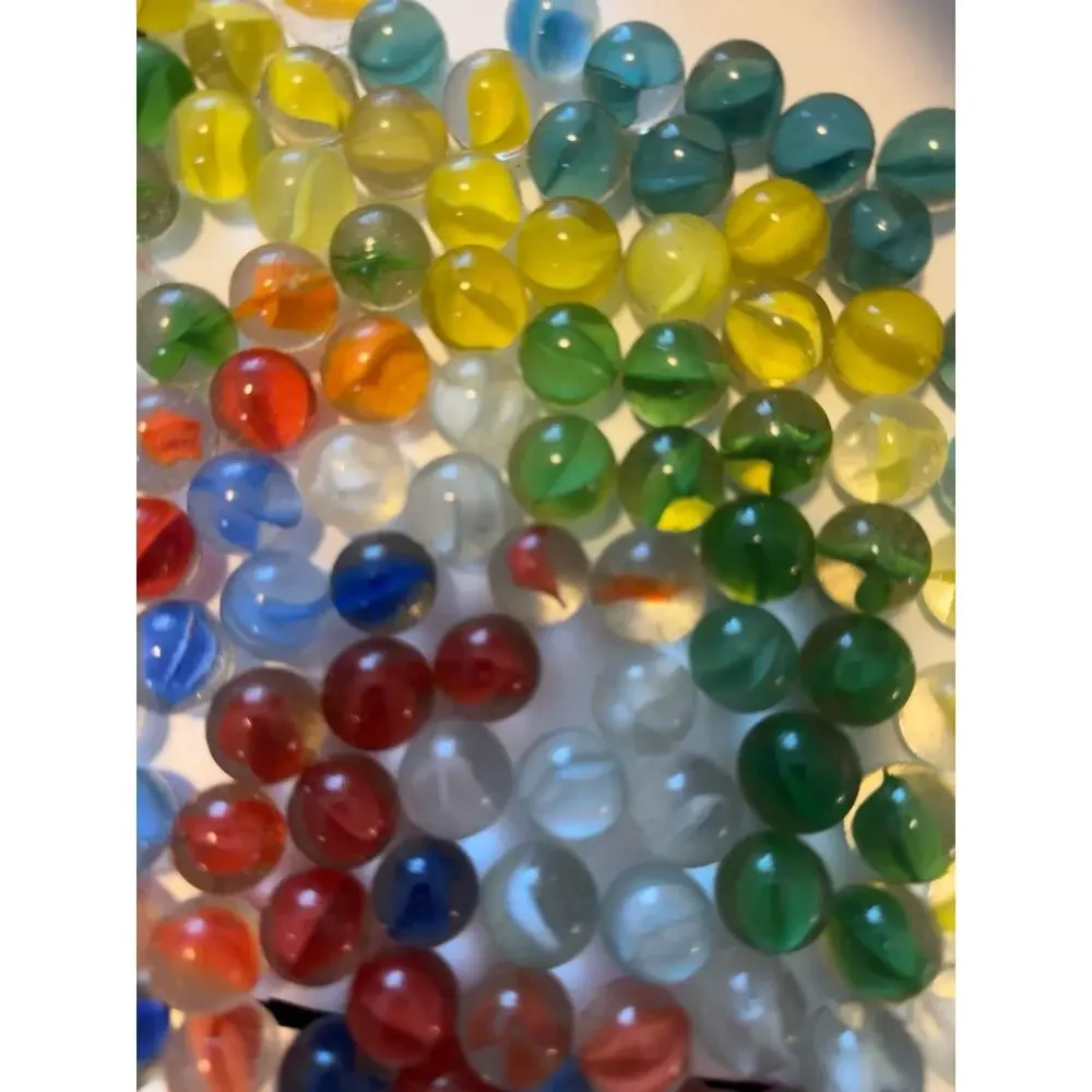 Vintage Lot of 120+ Assorted Glass Marbles Swirl Cat’s Eye Clear Colorful Bulk
